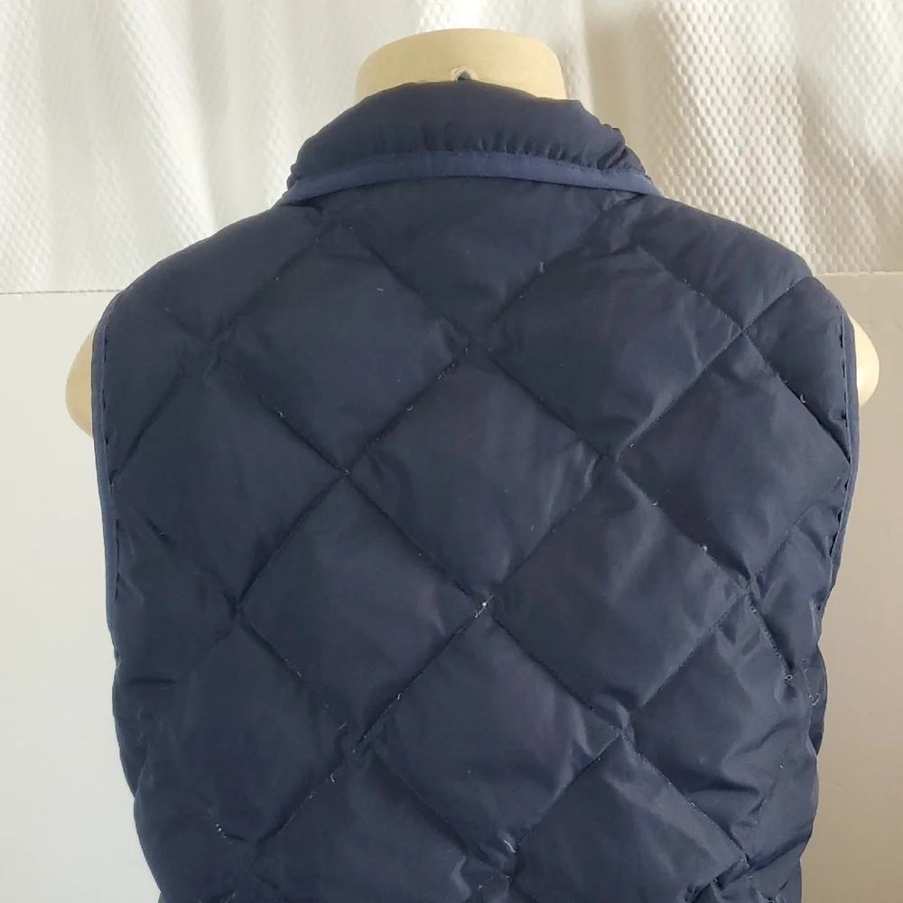 J.Crew Navy Vest with Gold Zipper Size M 60% Down Remainder Waterfowl Feathers